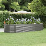 vidaXL Lit surélevé de jardin Gris 367x140x68cm Acier galvanisé