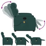 vidaXL Fauteuil inclinable de massage Vert foncé Tissu