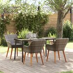 vidaXL Ensemble de repas de jardin 5 pièces en poly rattan gris