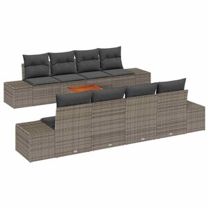 vidaXL Ensemble de canapé de jardin avec coussin 9 Pièces Gris Poly rotin
