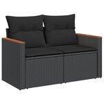vidaXL Salon de jardin 8 Pièces avec coussins noir résine tressée