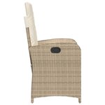 vidaXL Chaise inclinable de jardin avec coussins beige résine tressée