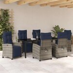 vidaXL Ensemble de salle à manger pour jardin 7 Pièces Gris polyrotin