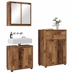 vidaXL Ensemble de mobilier de salle de bain 3 Pièces Bois Ancien