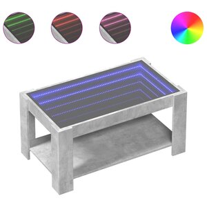 vidaXL Table basse avec LED gris béton 93x53x45 cm bois d'ingénierie