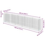 vidaXL Lit surélevé à gabion Acier galvanisé 450x50x100 cm