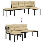 vidaXL Ensemble de banc de jardin avec coussins 3 Pièces noir