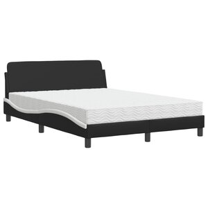 vidaXL Lit avec matelas Dover noir et blanc 140x190 cm similicuir