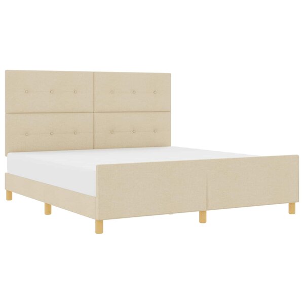 vidaXL Cadre de lit avec tête de lit Crème 180 x 200 cm tissu