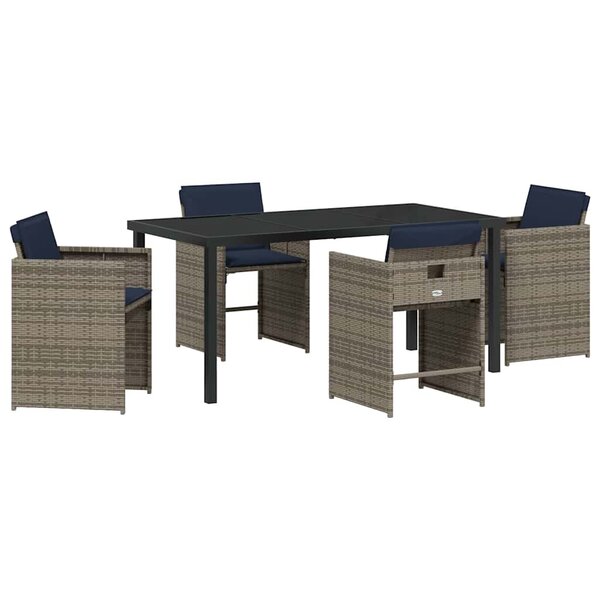 vidaXL Ensemble de salle à manger pour jardin 5 Pièces Gris Poly rotin