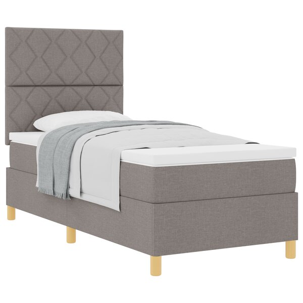vidaXL Lit Box Spring avec Matelas Taupe 90x200 cm Tissu