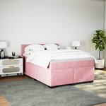vidaXL Sommier à lattes de lit avec matelas Rose 140x190 cm Velours