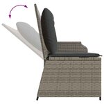 vidaXL Banc de jardin avec coussin Gris Poly rotin