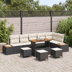 vidaXL Ensemble de canapé de jardin avec coussin 10 Pièces Noir et Crème