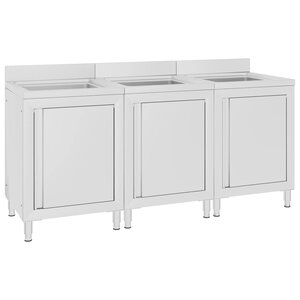 vidaXL Éviers de cuisine commerciaux 3 Pièces Acier inoxydable