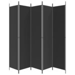 vidaXL Cloison de séparation 5 panneaux Noir 250x220 cm Tissu
