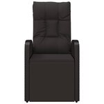 vidaXL Chaise inclinable de jardin avec coussins noir résine tressée