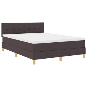 vidaXL Lit à ressort LED Marron foncé 160 x 200 cm tissu