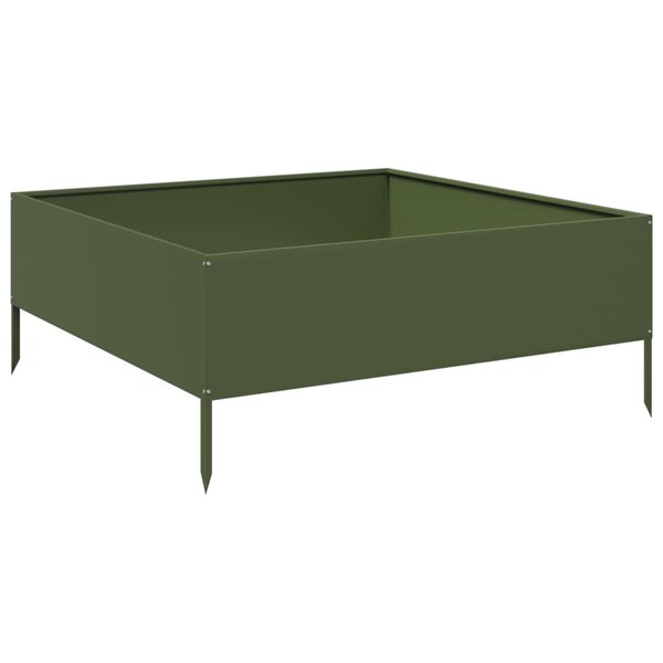 vidaXL Lit surélevé de jardin vert olive 100x100x25 cm acier
