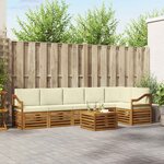 vidaXL Ensemble de canapés d'extérieur 7 pc Naturel et Crème Polyester
