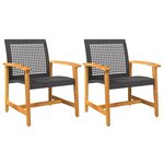 vidaXL Chaises de jardin lot de 2 noir résine tressée et bois d’acacia