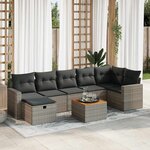 vidaXL Salon de jardin 8 Pièces avec coussins gris résine tressée