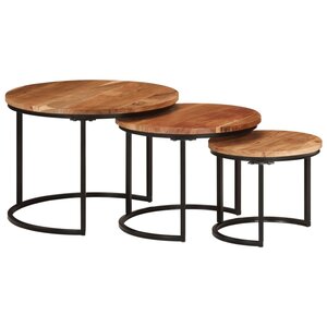 vidaXL Tables gigognes 3 Pièces bois massif d'acacia