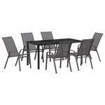 vidaXL Ensemble de Salle à Manger de Jardin 7 Pièces Gris Textilène et Acier