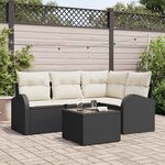 vidaXL Ensemble de canapé de jardin avec coussin 5 Pièces Noir Poly rotin