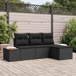 vidaXL Ensemble de canapé de jardin 4 Pièces Noir Poly Rattan