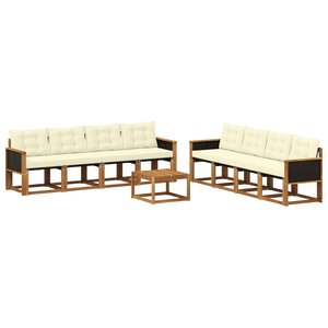 vidaXL Ensemble de canapés d'extérieur 9 pc Naturel et Crème