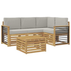 vidaXL Ensemble de canapés d'extérieur 5 pc Blanc et gris clair
