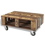 vidaXL Table basse avec 4 roulettes Bois recyclé