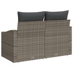 Canapé de jardin 2 places vidaXL avec rangement et coussins en poly rotin gris