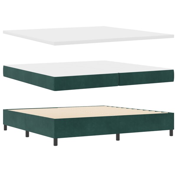 vidaXL Lit à Sommier avec Matelas & Banc Vert Foncé 200x200 cm Velours