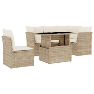 vidaXL Salon de jardin avec coussins 6 Pièces beige résine tressée