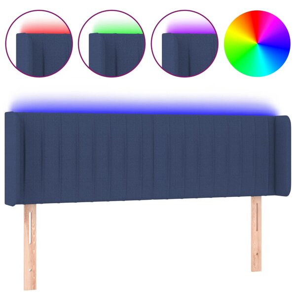 vidaXL Tête de lit à LED Bleu 147x16x78/88 cm Tissu