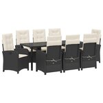 vidaXL Ensemble de repas de jardin de 9 pièces avec coussins en Rattan Poly Noir