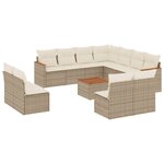vidaXL Salon de jardin avec coussins 12 Pièces beige résine tressée