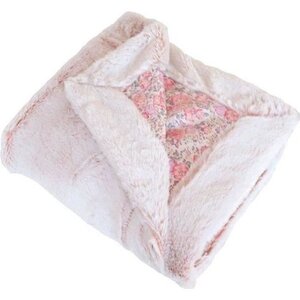 Couverture enfant en liberty et fausse fourrure rose - 75 x 100 cm