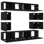 vidaXL Set de meuble TV 6 pièces   bois d'ingénierie chêne noir  à accrocher au mur.