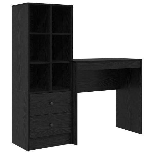 vidaXL Bureau avec tiroir avec étagère avec stockage 2 Pièces Chêne noir
