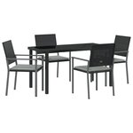 vidaXL Ensemble de salle à manger de jardin de 5 pièces avec coussins en poly rotin noir.