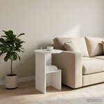 vidaXL Table d'appoint Blanc Ø 39 5 x 55 cm Bois d'ingénierie