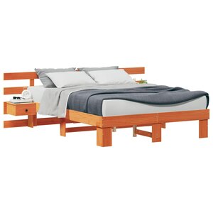 vidaXL Cadre de lit avec tête de lit Marron 150 x 200 cm Pin massif