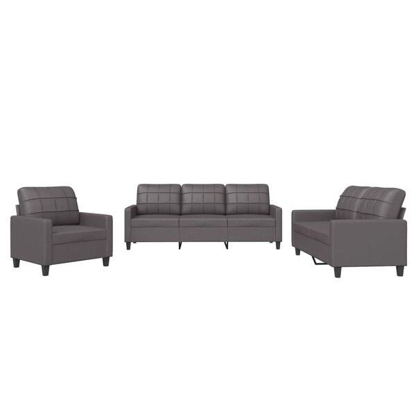 vidaXL Ensemble de canapés 3 Pièces avec coussins Gris Similicuir