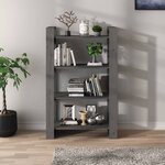 vidaXL Bibliothèque/Séparateur de pièce Gris 80x35x125 cm Pin massif