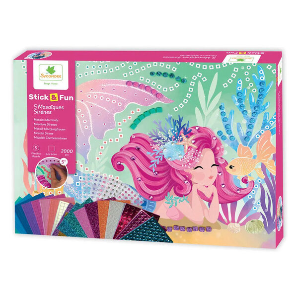 Jeu créatif - Mosaïques à coller - 5 tableaux sirènes - Dès 5 ans - Loisirs créatifs