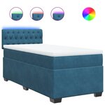 vidaXL Sommier à lattes de lit avec matelas bleu 90x200 cm velours