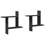 vidaXL Étagères murales 2 Pièces noir 50x12x50 cm bois d'ingénierie